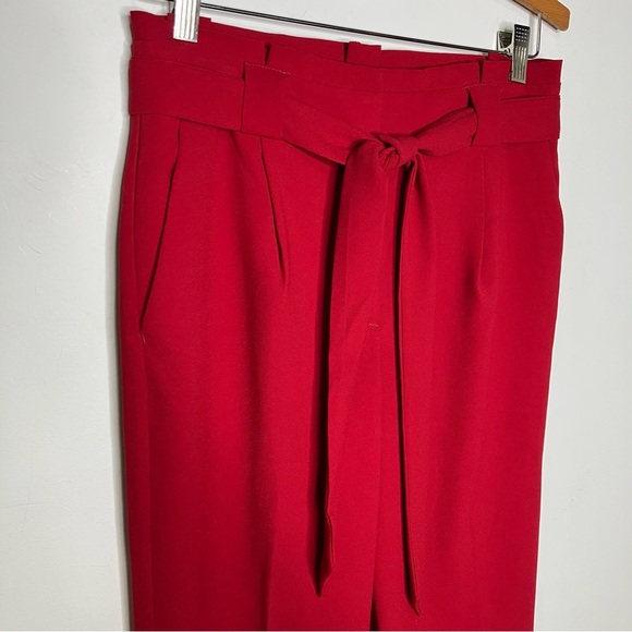Express red ankle high rise pants paperbag waist women’s size 4R dress pants - Picture 2 of 7